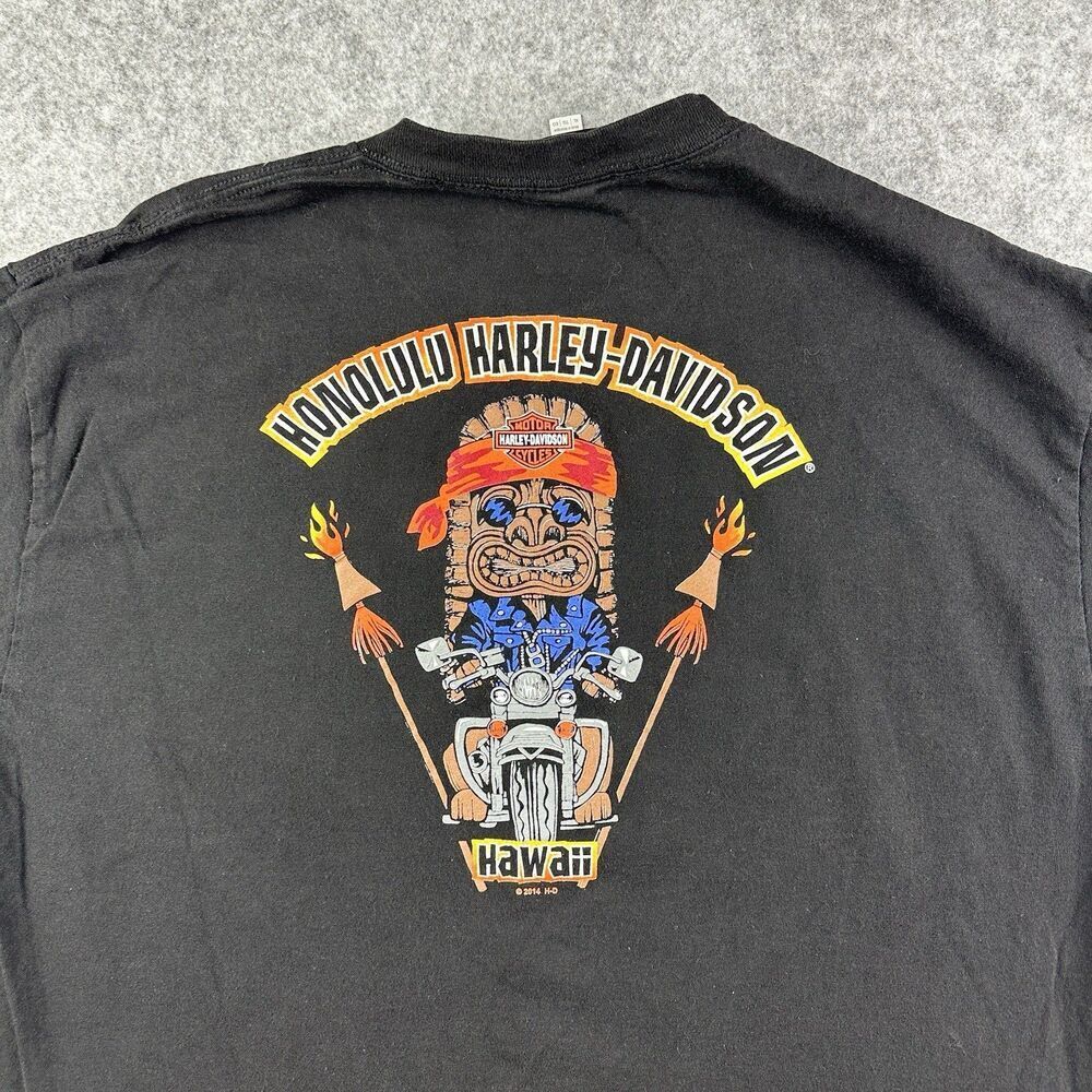 Harley Davidson Shirt Mens XL Black Honolulu Hawaii Tiki Motorcycle Adult Tee - Picture 3 of 14